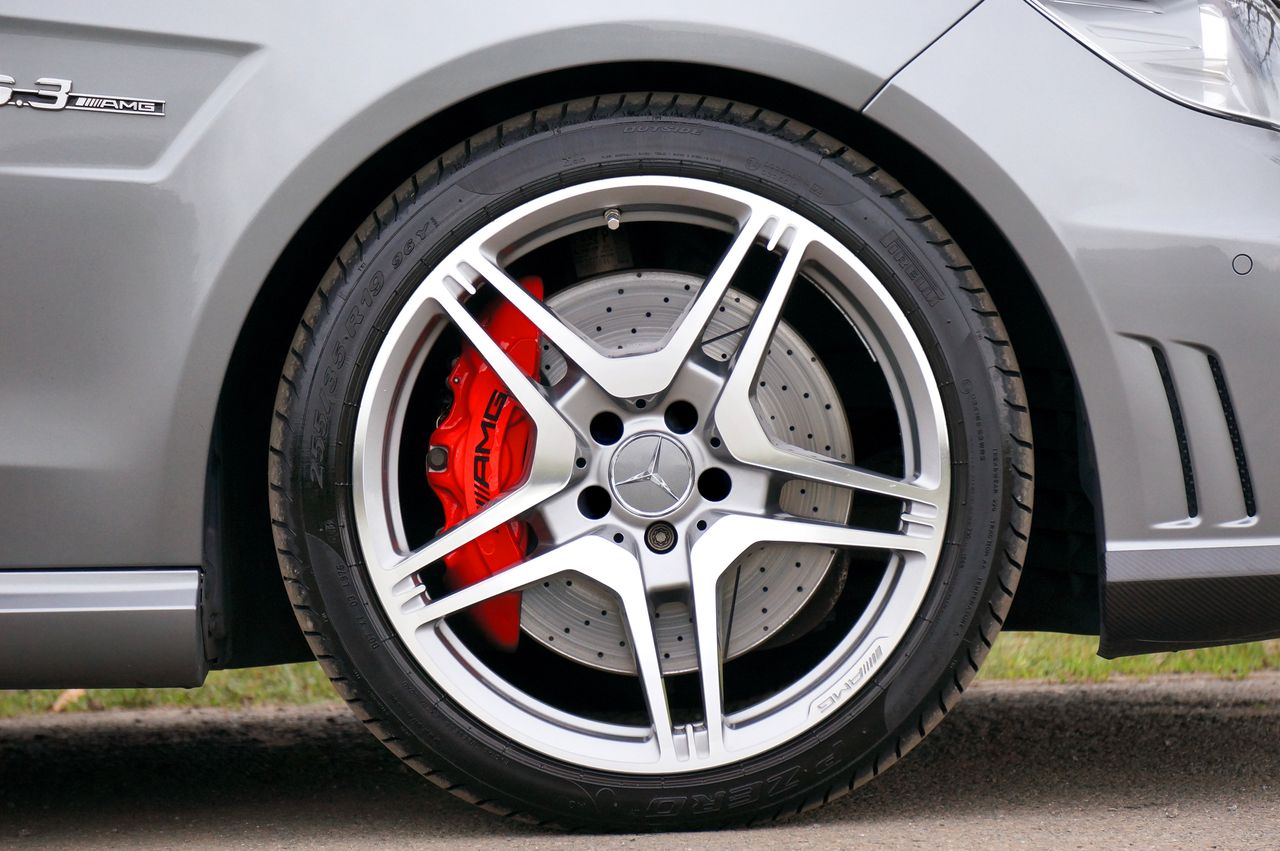 Detailed close-up of a Mercedes-Benz AMG wheel showcasing the design and luxury automotive craftsmanship.